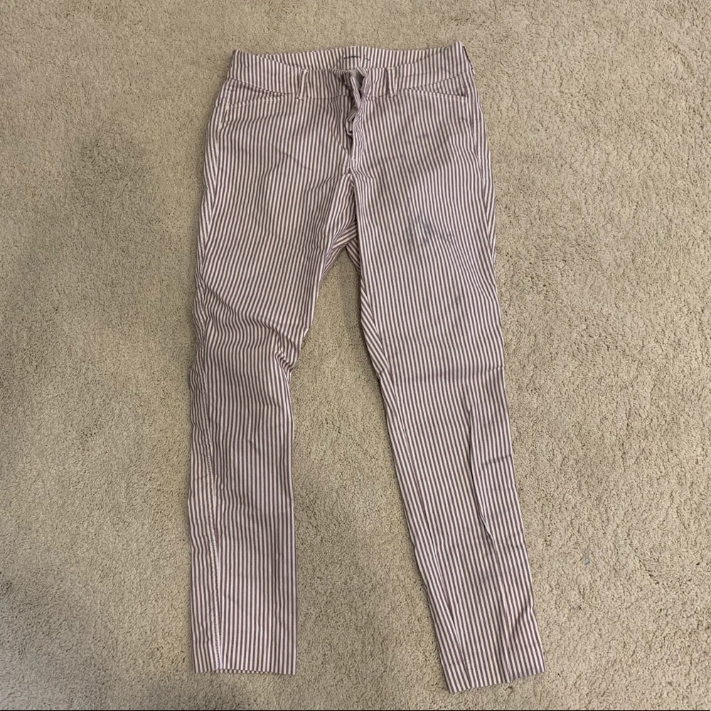 Stripped maroon and white jeans